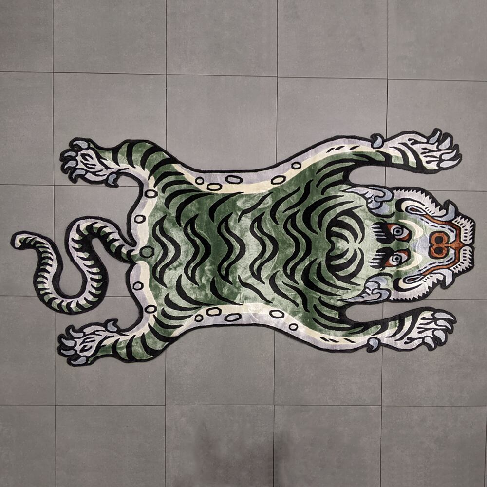 Tibetan Tiger Rug (Lサイズ シルク フォレストグリーン 040) チベタン