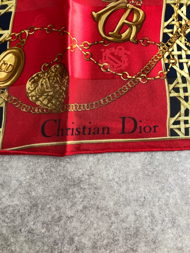 Christian Dior クリスチャン ディオール カナージュ スカーフ レッド ロゴチャーム シルク vintage ヴィンテージ オールド 4nw85m