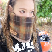ROBIN NECK WARMER /タータンチェック（ORANGE）&ブラウンファー