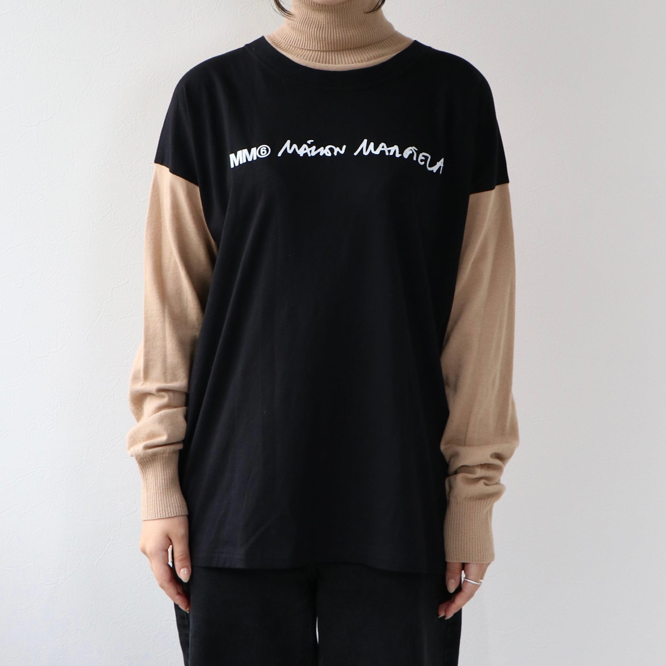 MM6 ハイネック ドッキング ニット ウール エムエムシックス