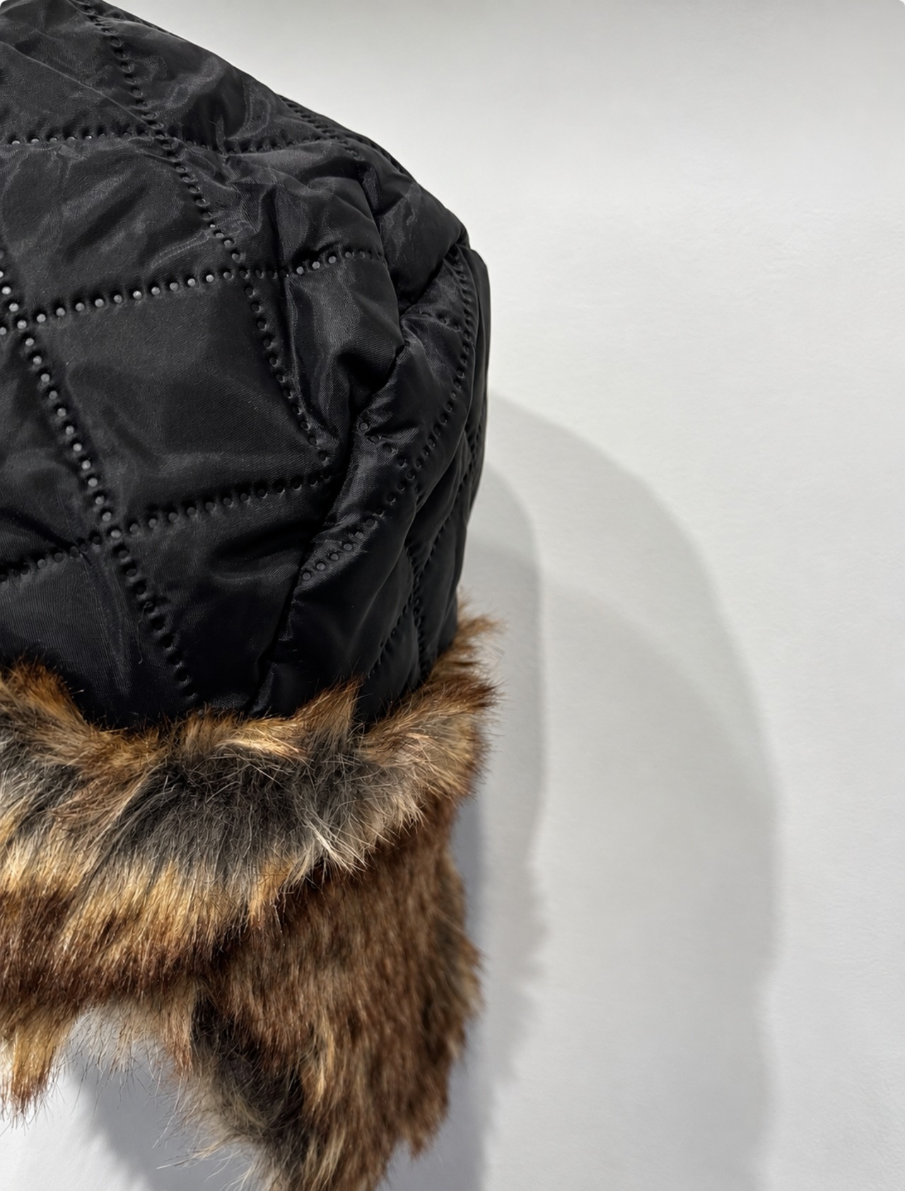 2way leather×fur flight cap／Black【ユニセックス】