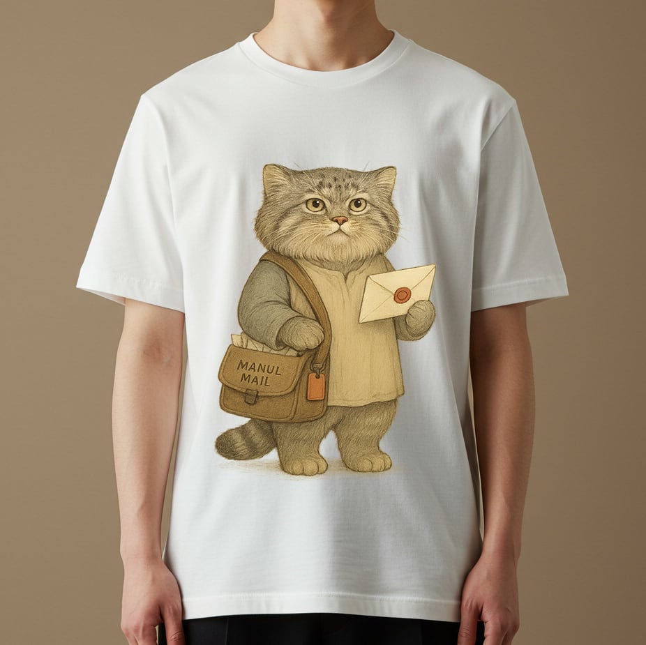 おとどけ、まぬるめーる。マヌルネコTシャツ[ホワイト] | アニマル