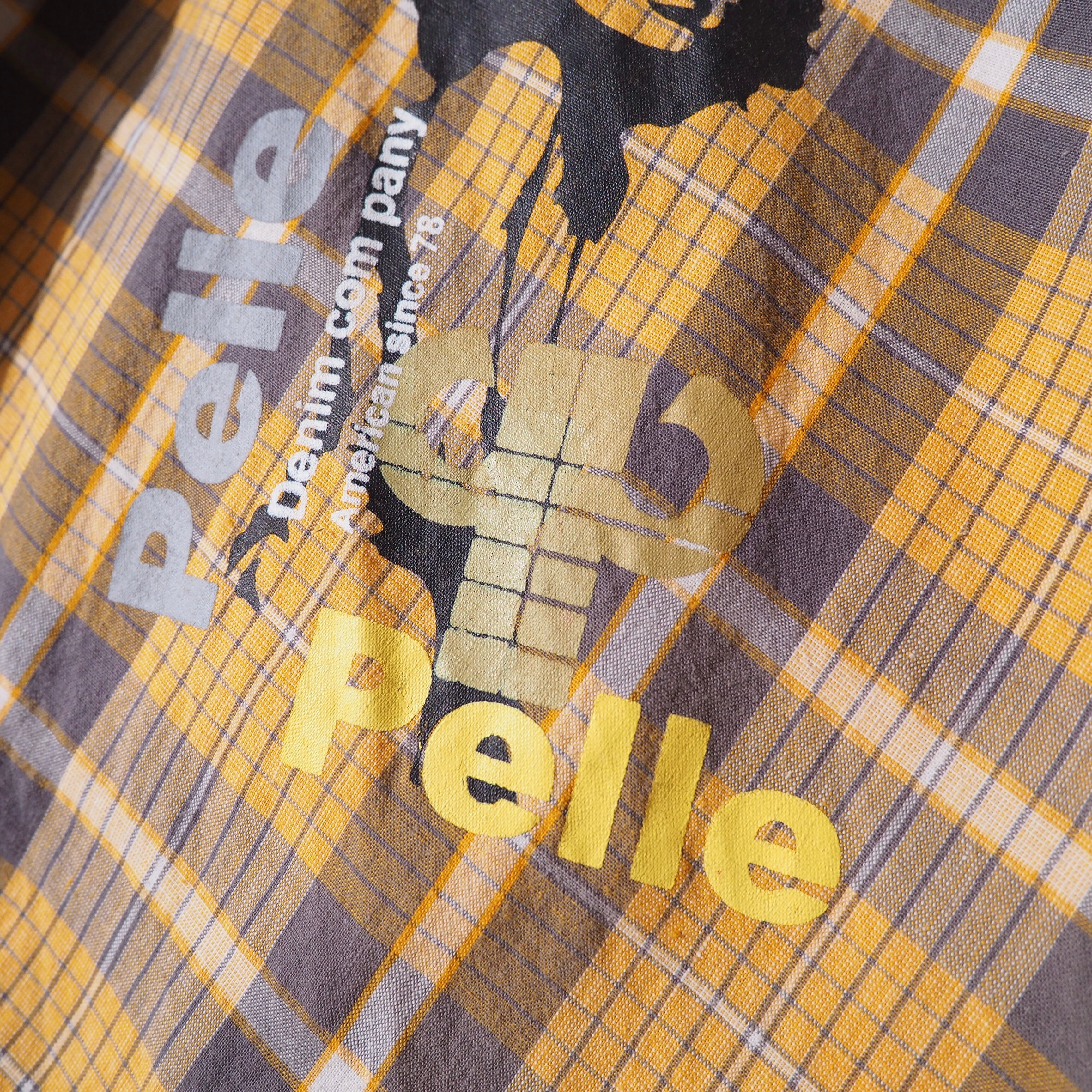 1990s " PELLE PELLE " Asymmetrical × Girl printed Vintage loose Check shirt