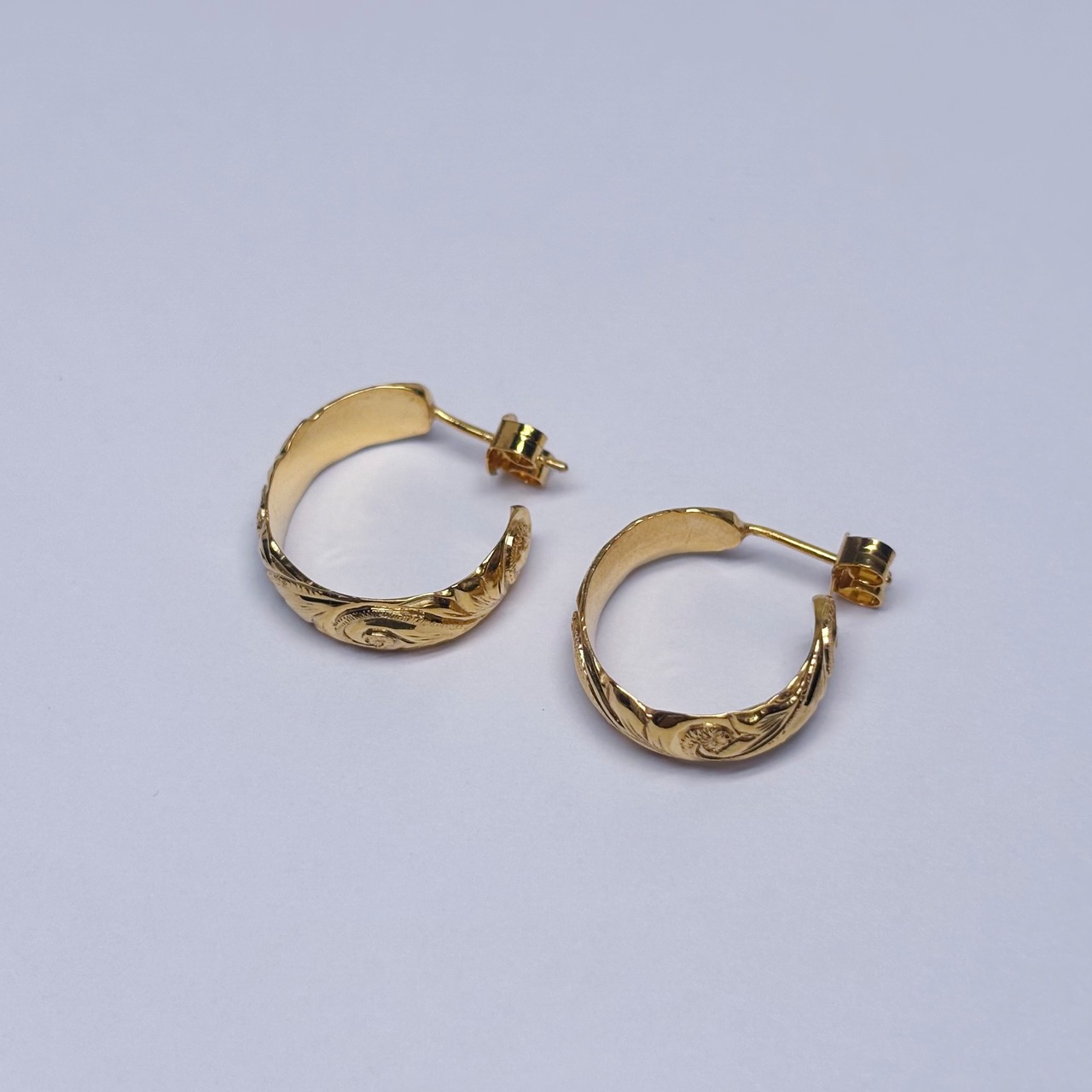 [手彫り]ハワイアンフープピアス(カレイキニ)