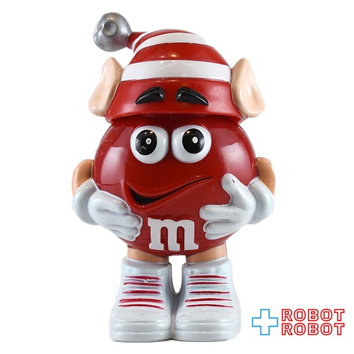 M&M's ミニディスペンサー フィギュア レッド ホリデー 耳付き赤白ボーダー