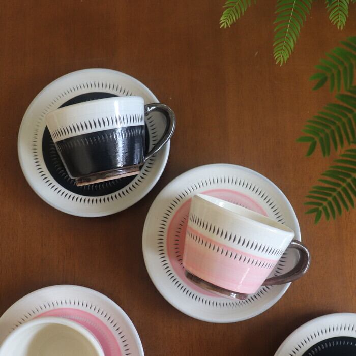 小石原焼 蔵人窯 色カップ＆ソーサー Koishiwara-yaki Colored cup and