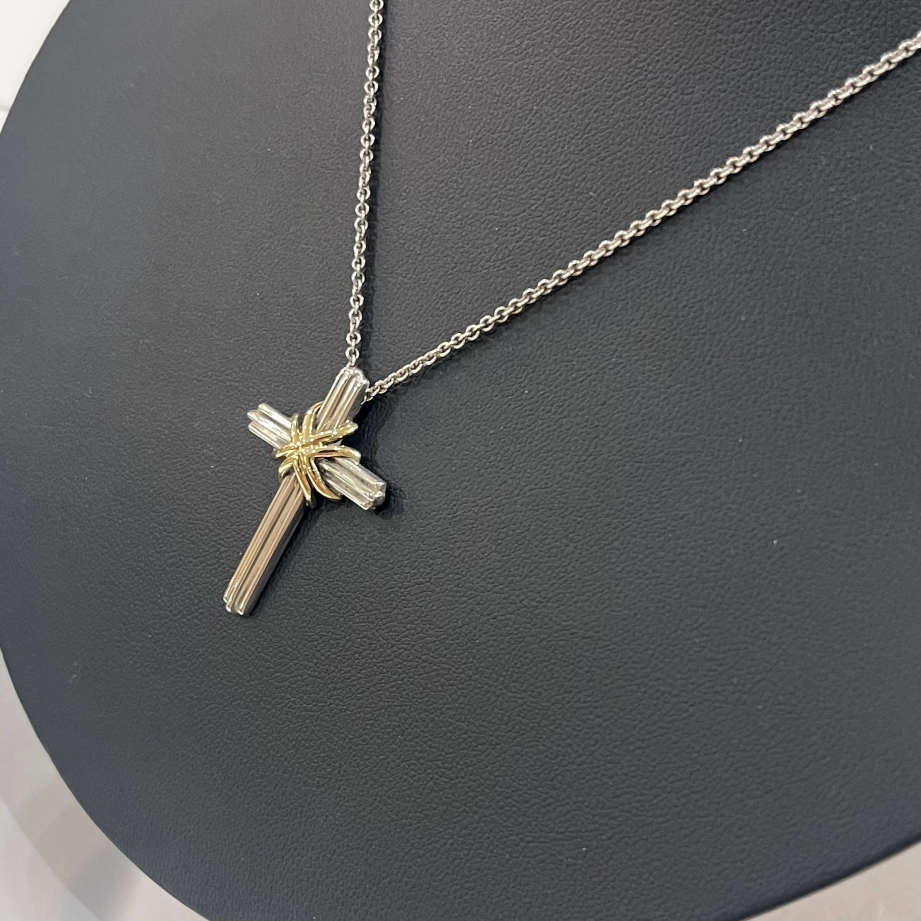 TIFFANY&Co.】2969 VINTAGE SILVER925×K18YGシグネチャークロス