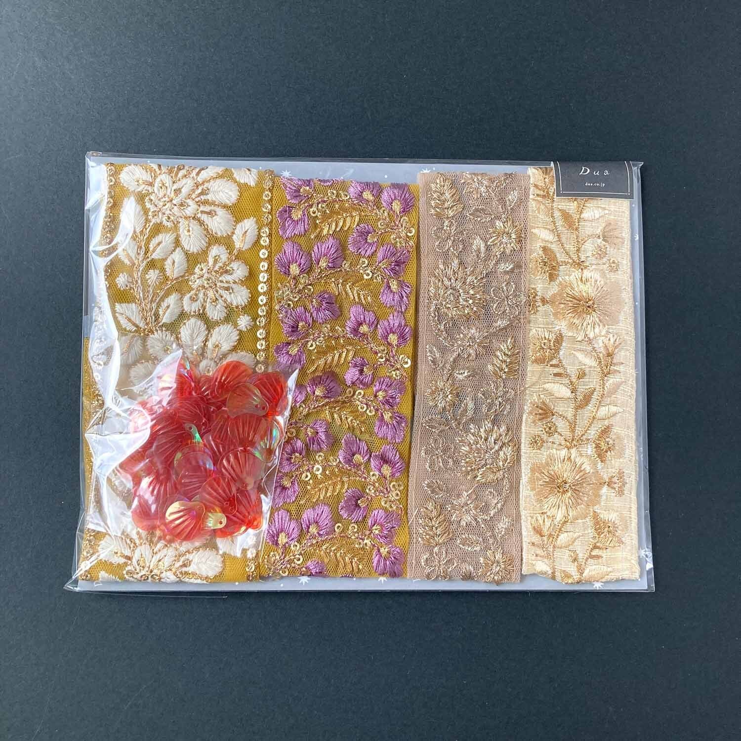 再入荷〉インド刺繍リボンのハギレセット（柄アソート） | Dua