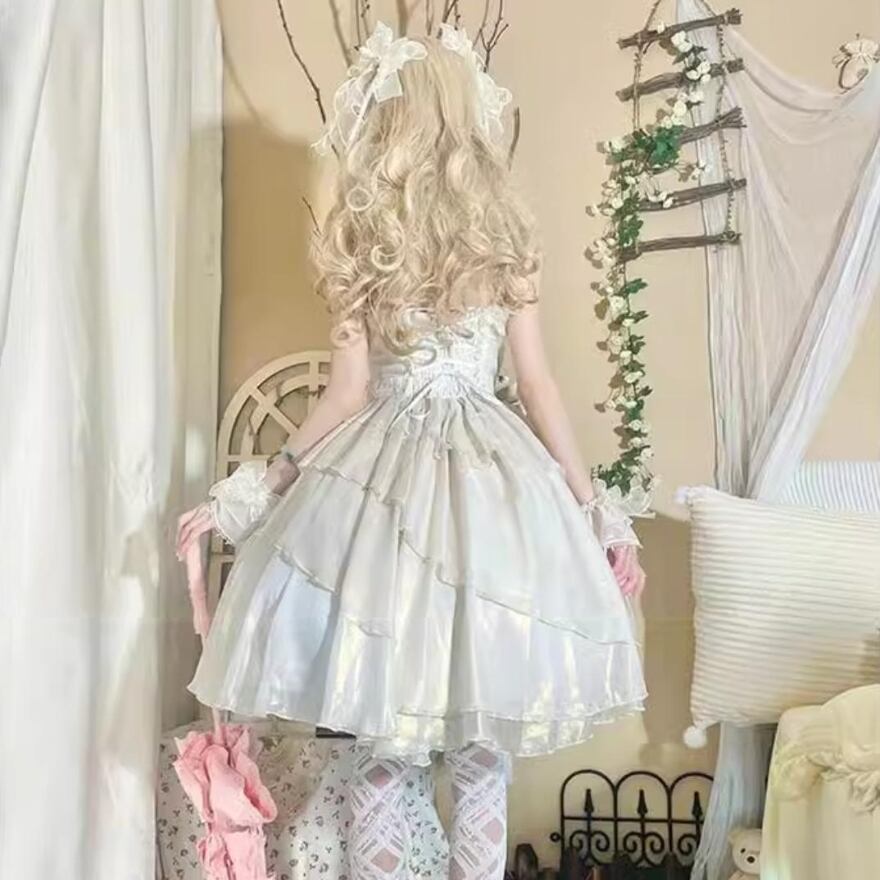 ジャンパースカート 花嫁 クラロリ ホワイトロリータ レースアップ