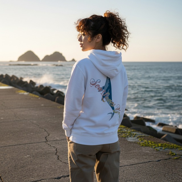 Singer of Time in the Sea-プルオーバーパーカー(ホワイト)