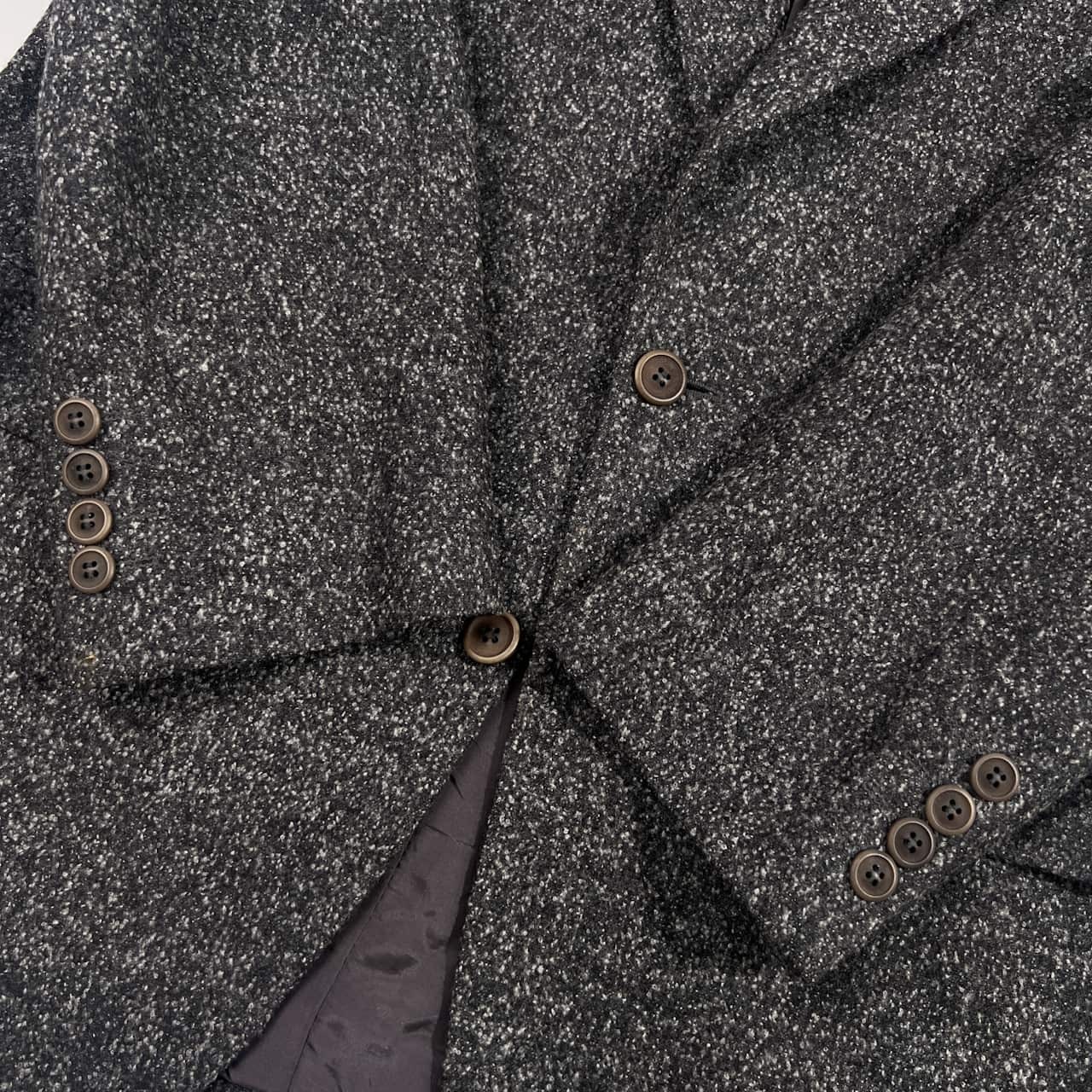 90s YVES SAINT LAURENT イヴサンローラン カシミヤ混 2B ツイード テーラードジャケット 48/ダークグレー メンズ ビンテージ