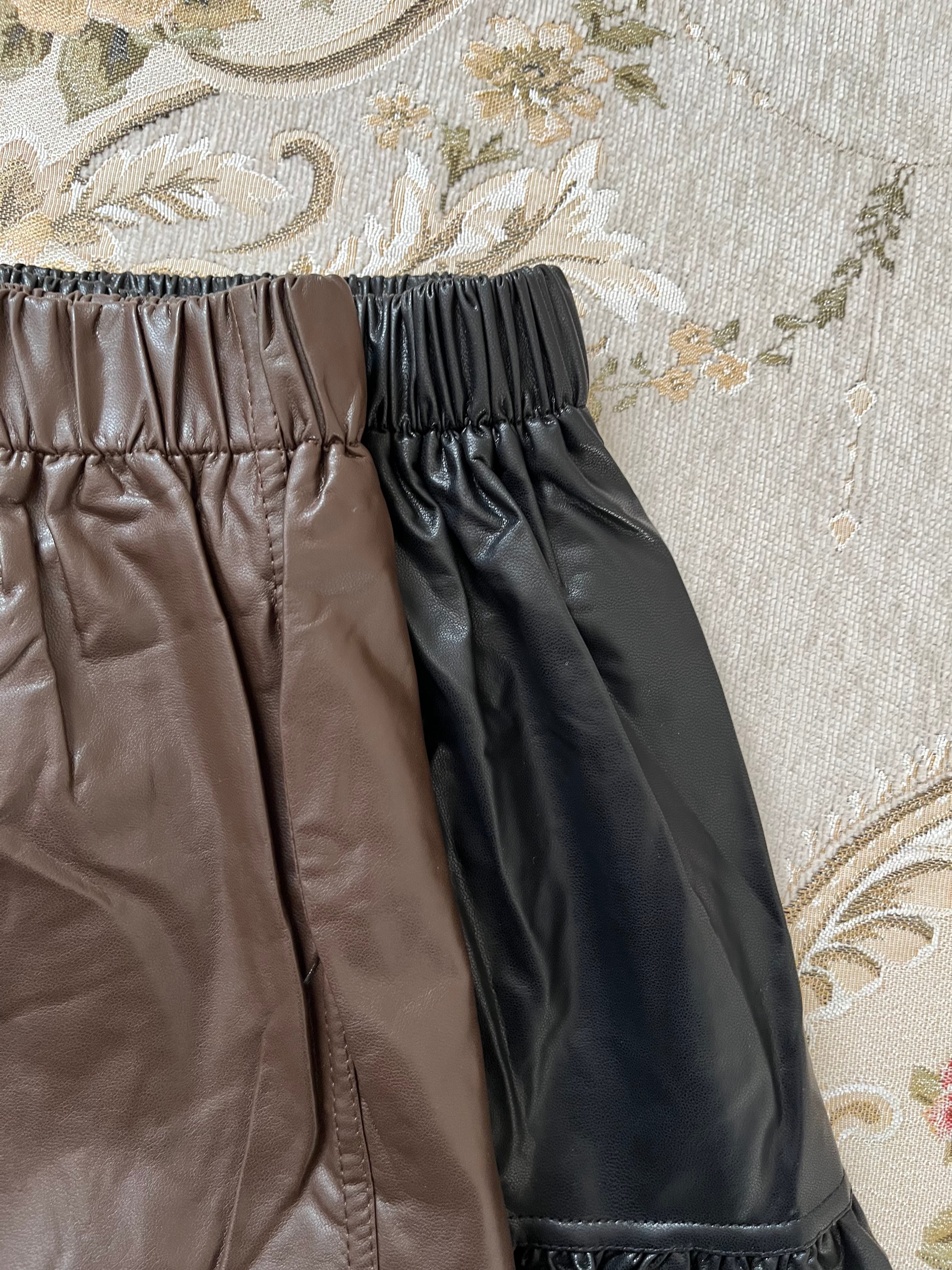 【LAST2】leather tiered skirt