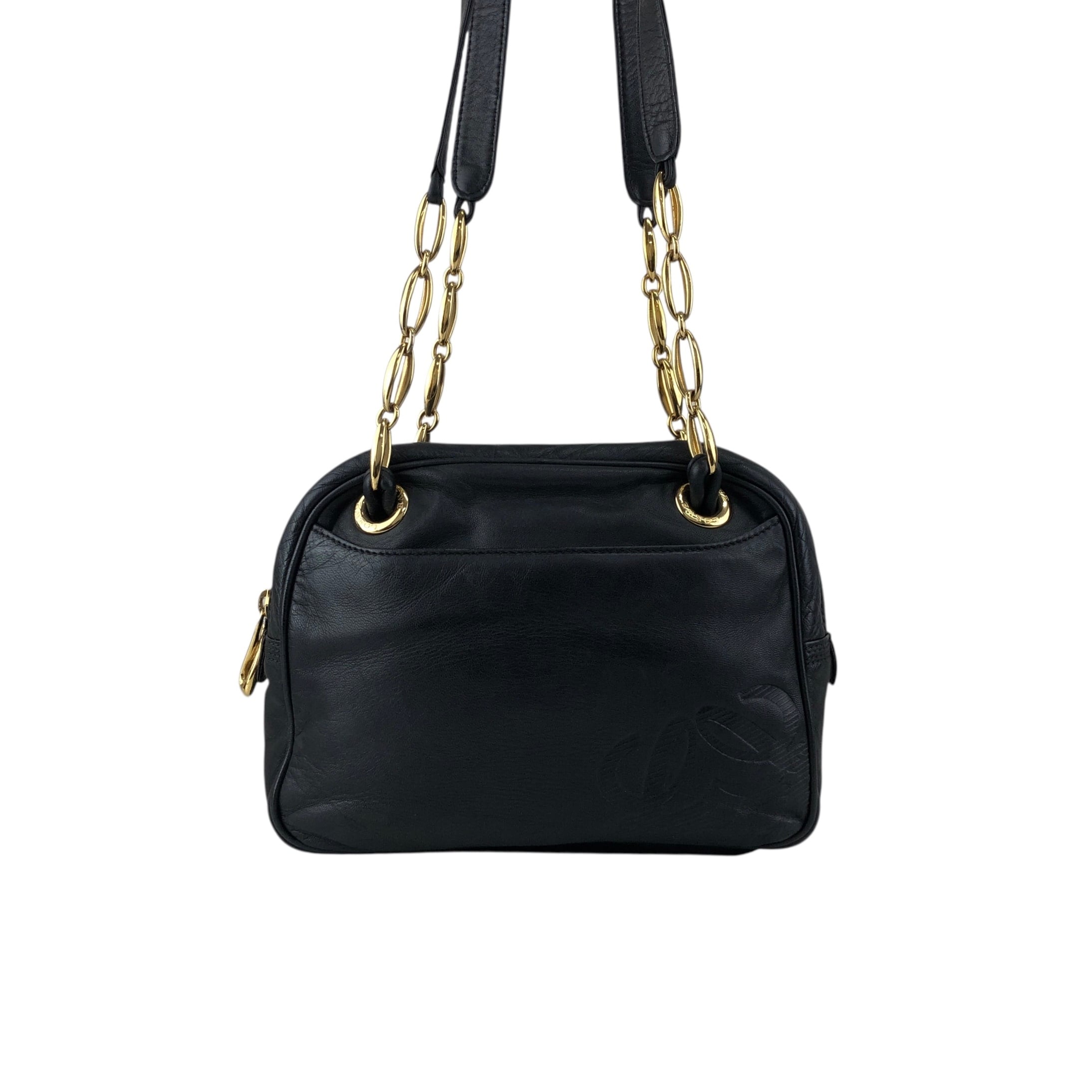 LOEWE ロエベ ハンドバッグ ブラック アナグラム型押し ナッパレザー