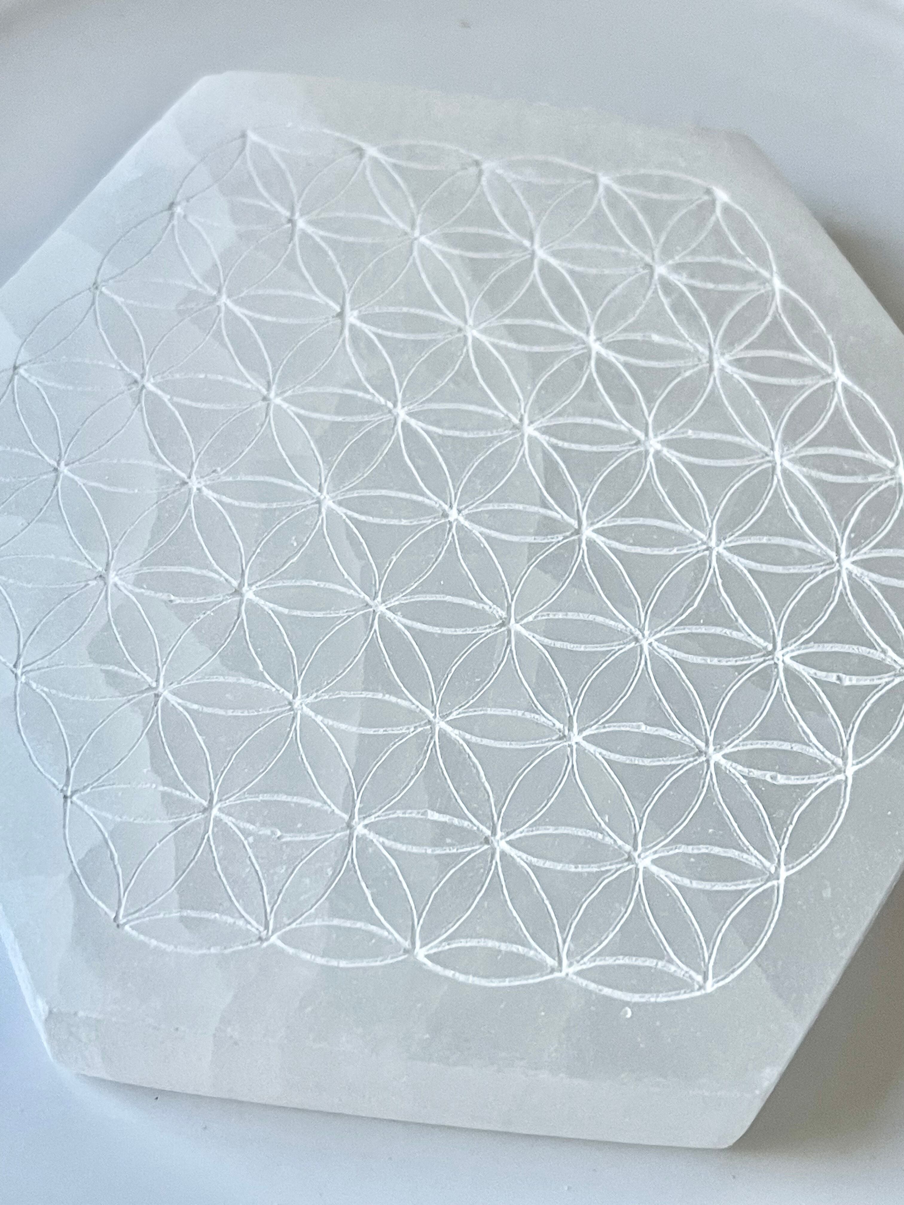 セレナイトプレート(フラワーオブライフ)10cm