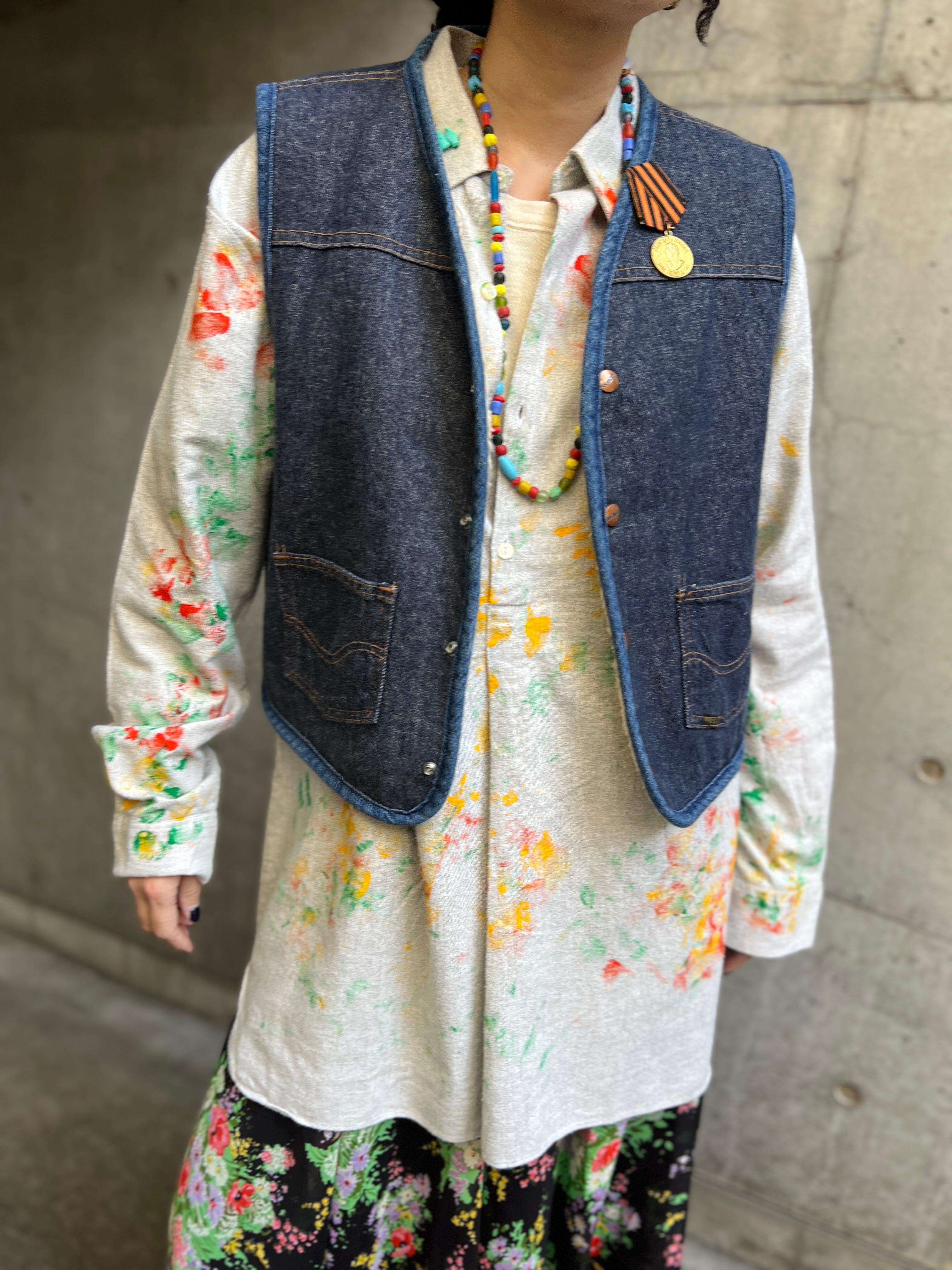 Vintage "SEARS ROEBUCKS "denim × boa vest