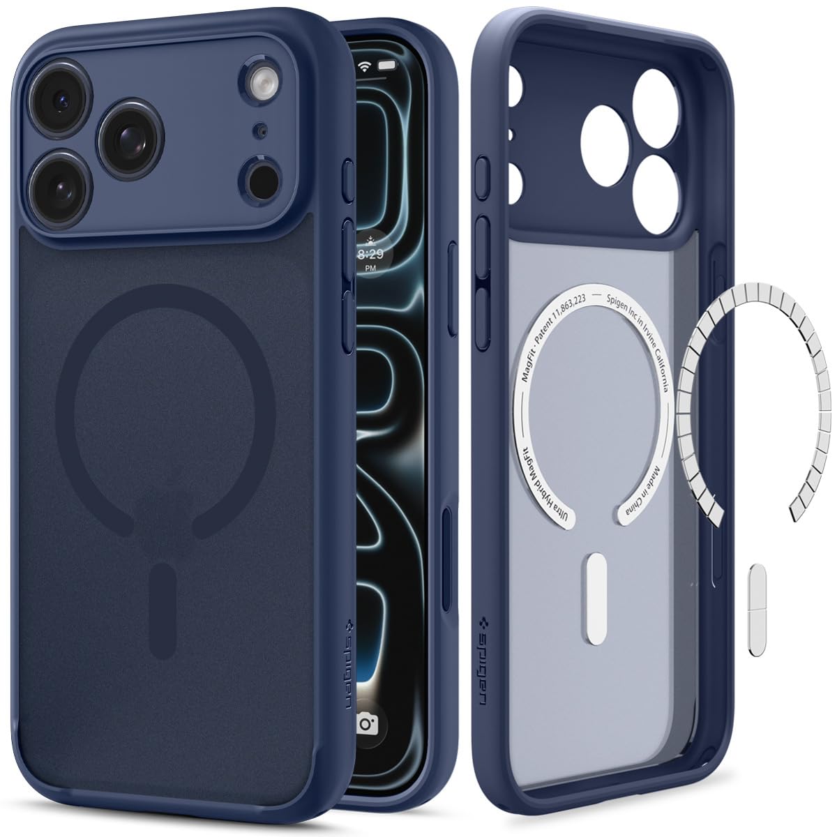 Spigen iPhone 18 Pro Max / 17 Pro Max ケース ウルトラ・ハイブリッド・マグフィット(フロスト・ディープブルー)