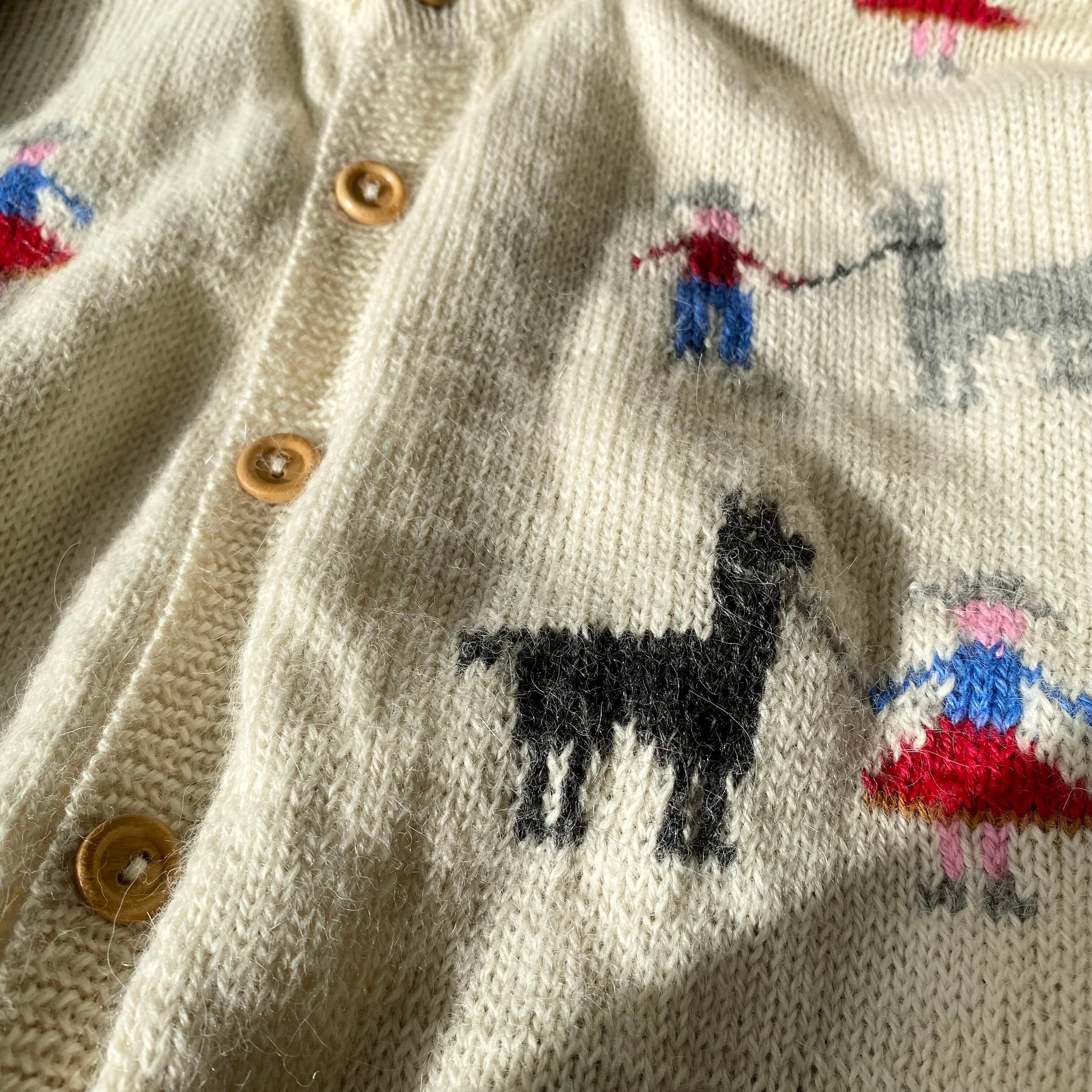 Vintage 〜s retro alpaca pattern knit cardigan レトロ