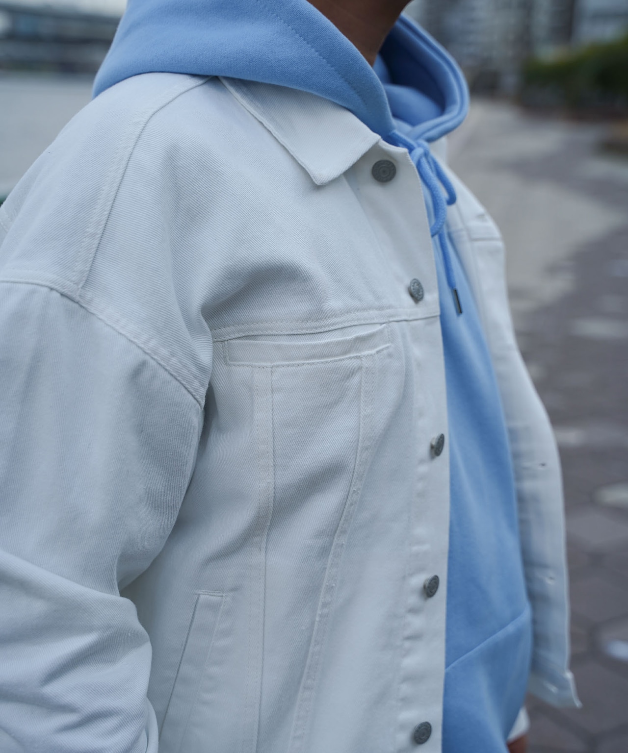 【#Re:room】 WHITE DENIM BIG JACKET［REJ121］