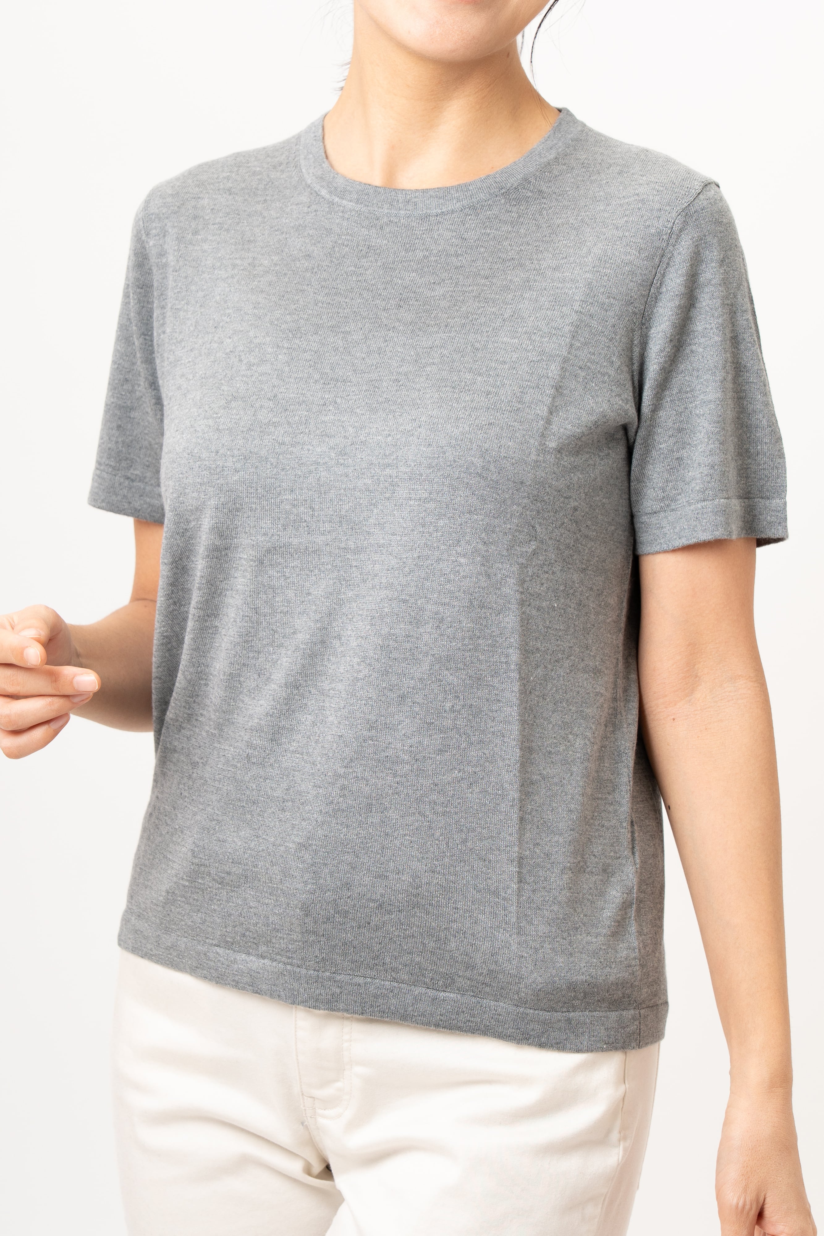 Usugumo - 薄雲/ライトグレー (通年セーター/半袖) シルク85%/カシミヤ15%