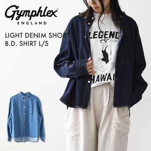 Gymphlex  [ジムフレックス] W LIGHT DENIM SHORT B.D. SHIRT L/S [GY-B0198SDM] ライトデニム ショートボタンダウン長袖シャツ・デニムシャツ・長袖デニムシャツ・ボタンダウンシャツ・羽織・LADY'S [2026AW]
