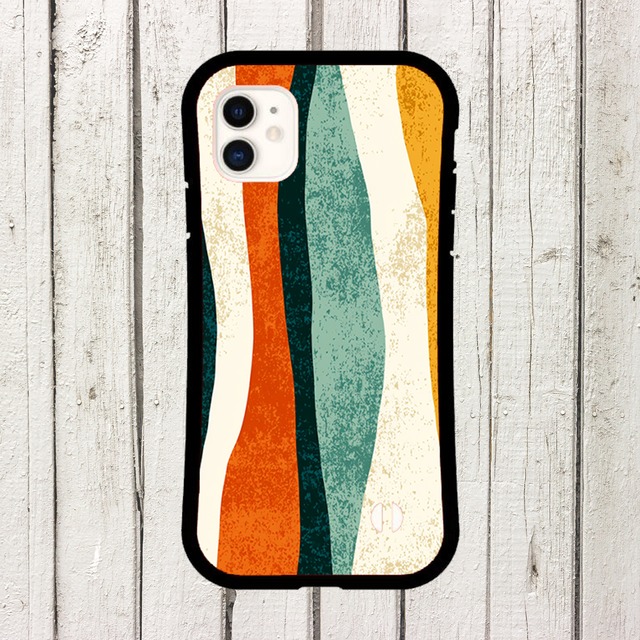 受注生産 iPhoneケース 縦ラインのレトロウェーブ柄｜レトロウェーブ CURV033B