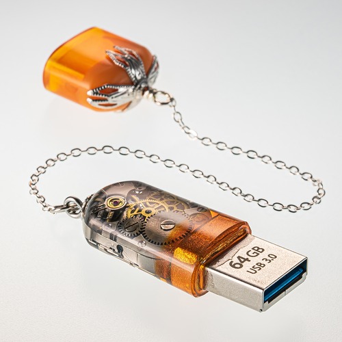 USBメモリ 機械式時計 ムーブメント 64GB USB3.0 Orange-A