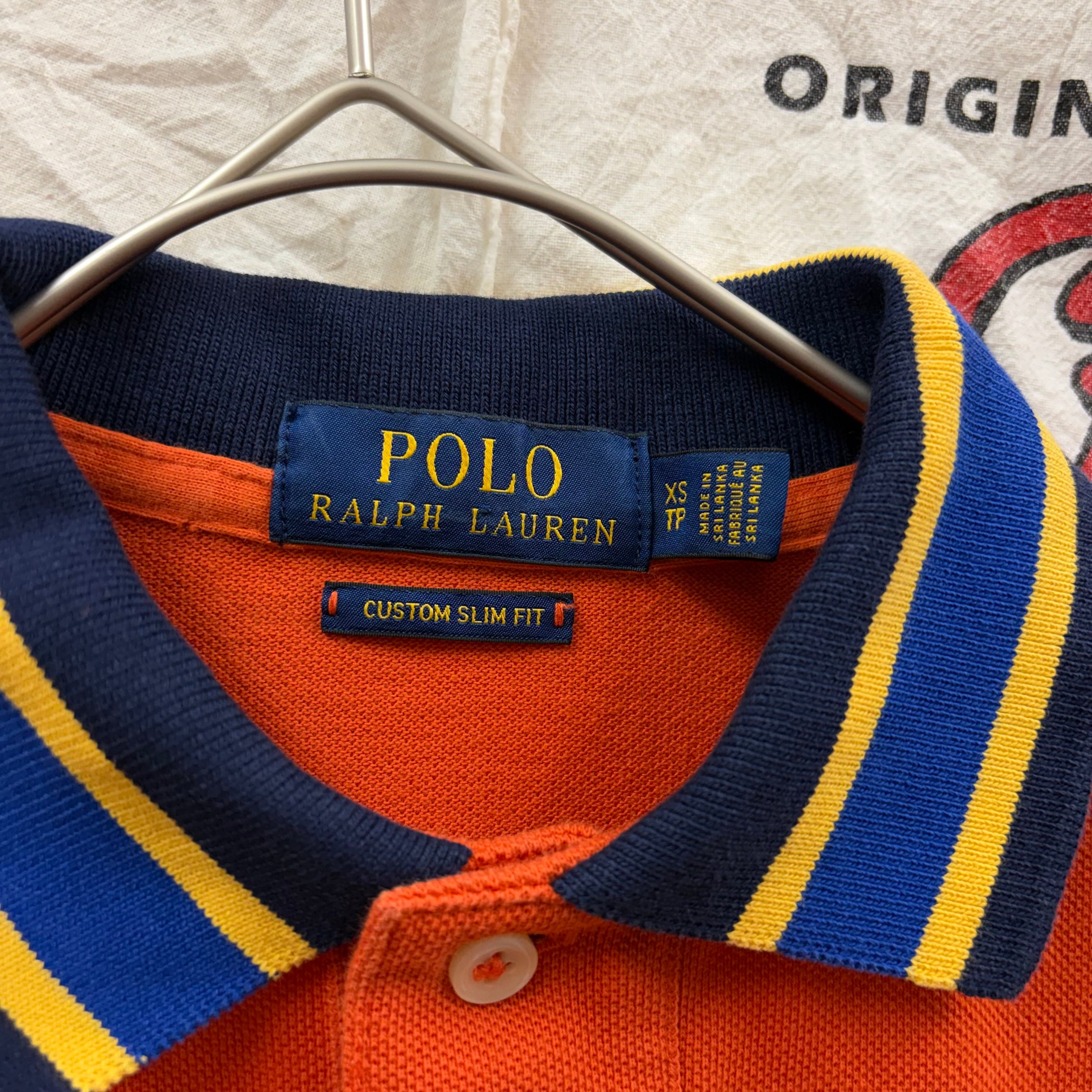 Polo Ralph Lauren ビックポニー刺繍ポロシャツ オレンジ×ネイビー