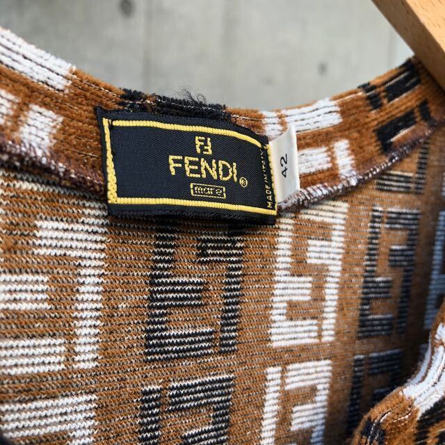 FENDI フェンディ ズッカ柄 パイル地 ノースリーブ ワンピース