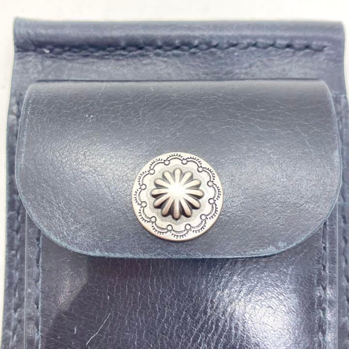 専用ショート財布 マネークリップ　フラワーコンチョボタン 黒　ブラック SALE‼️ ショート財布 マネークリップ フラワーコンチョボタン 黒