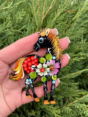 ペトリキフカ塗りのマグネット 2026/午年モデル　馬（Khomenko製作）