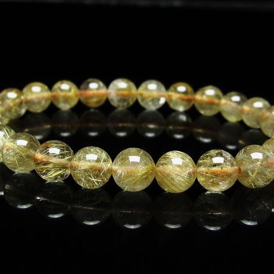 ルチルクォーツ ブレスレット 7mm タイチンルチルクォーツ タイチンルチル 一点物 メール便可 [M便 1/10] 111-49102