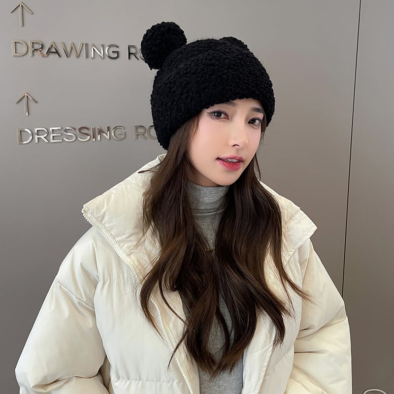 ニット帽 帽子 レディース くま耳 ふわふわ ポリエステル ニット