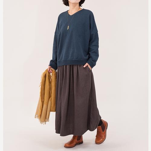 【シサム工房】フランネル素材の肌に優しいロングスカート　(ブラウン)(グリーン)