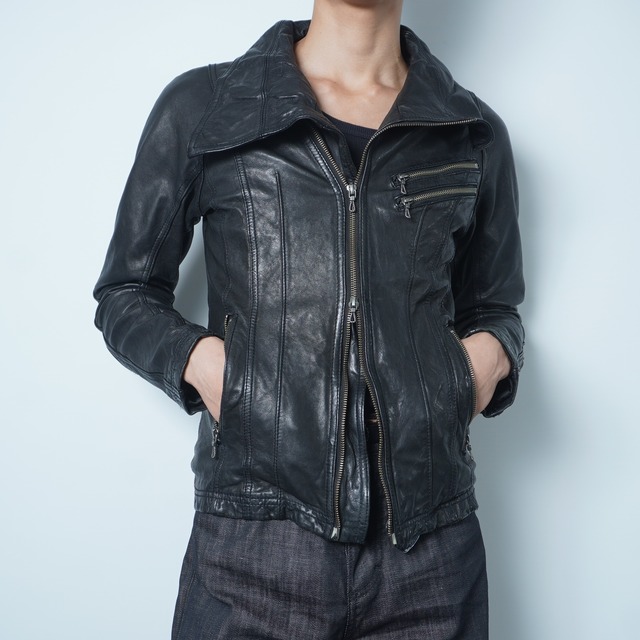 BURBERRY】バーバリー BLACK LABEL ノヴァチェック切替ダブルジップ