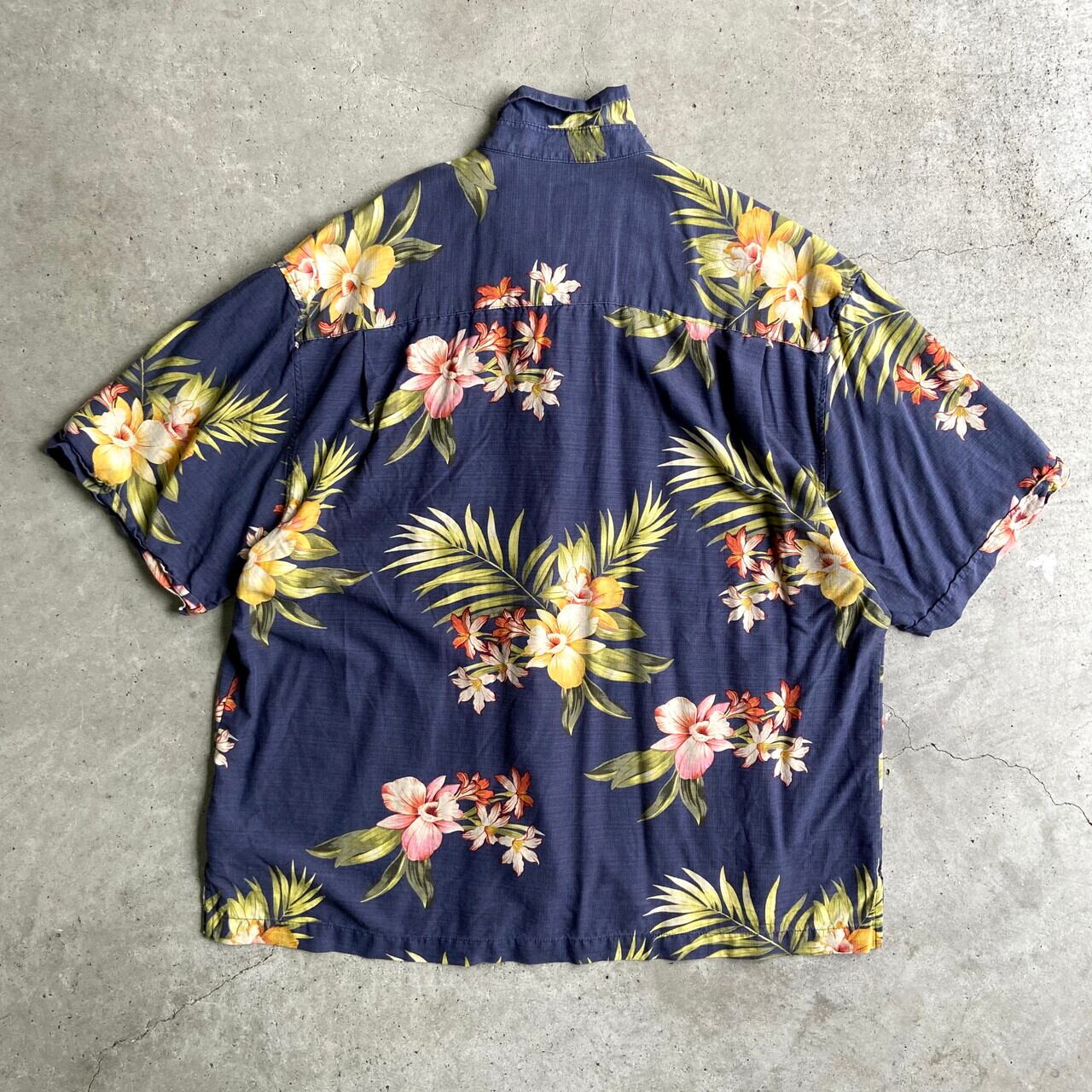 ビックサイズ jamaica jaxx シルク アロハシャツ メンズ2XL 古着 半袖