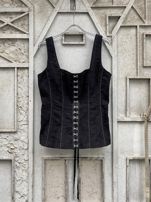"ROYAL BONES" cross strap corset tops