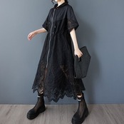 フード付き ジップアップ レースワンピース  30106