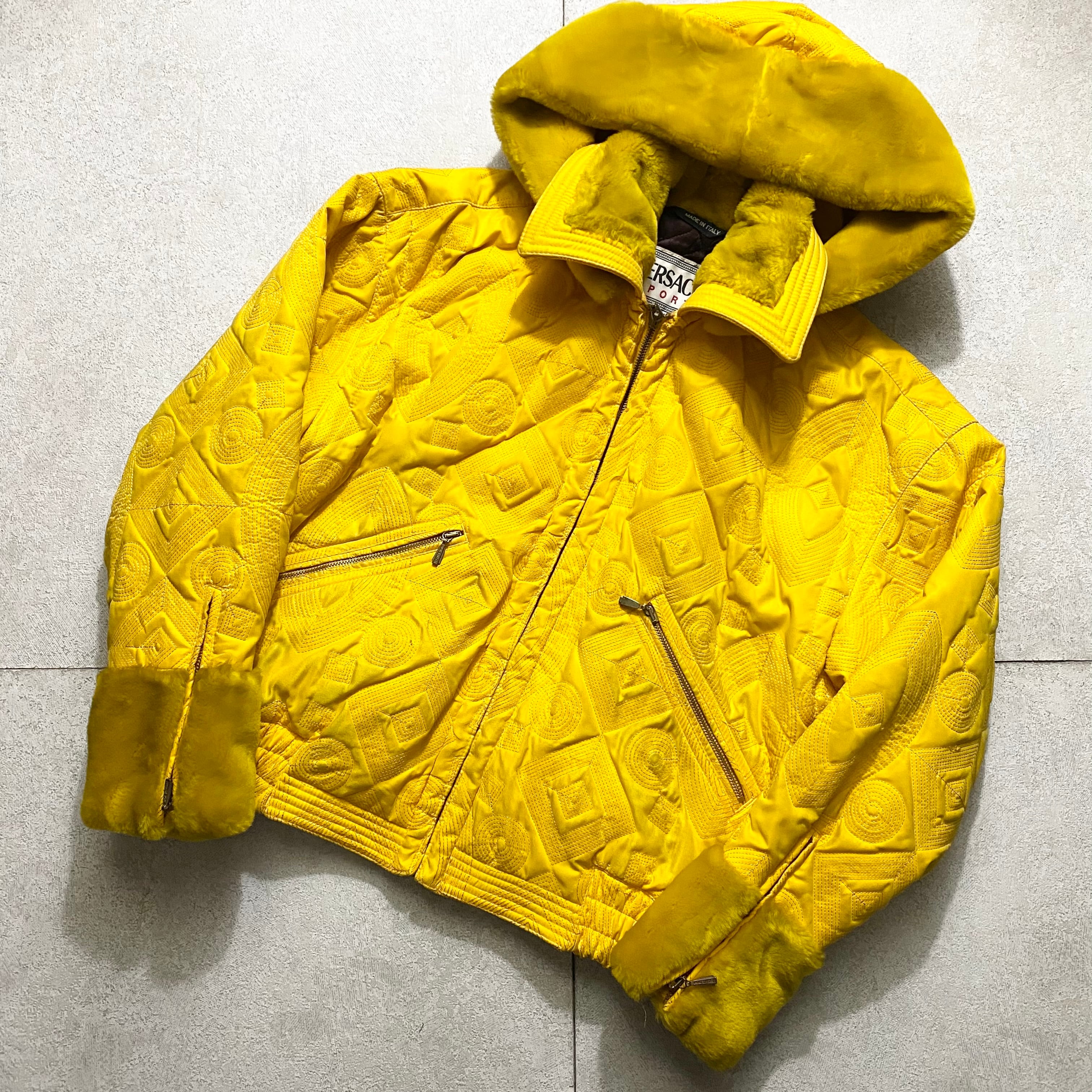 vintage VERSACE SPORT geometric quilting blouson with detachable 