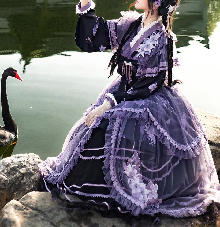 華ロリ 中華ロリ オーバーワンピース + クロス襟ワンピース + スカート
