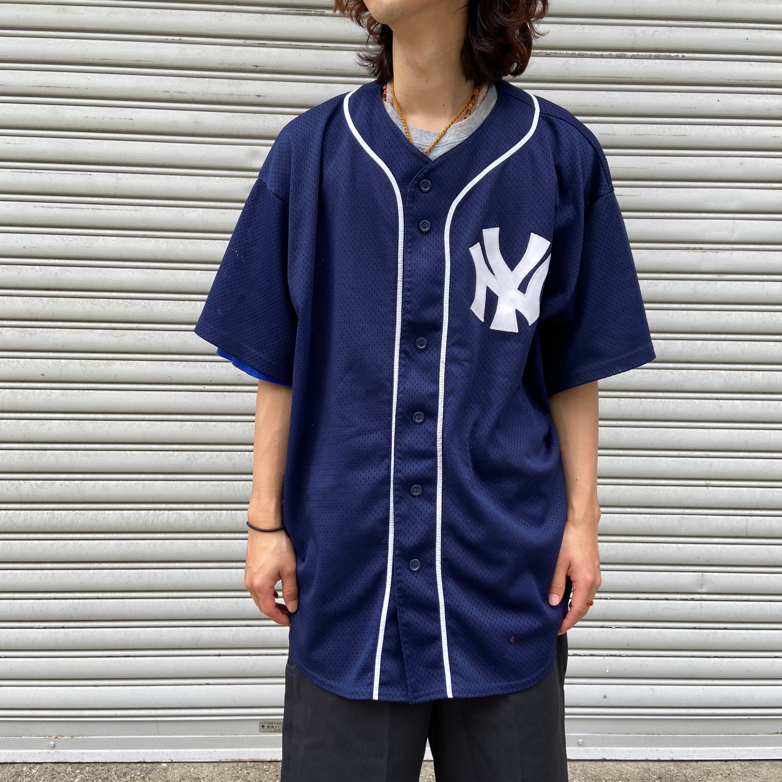 送料無料』New york yankees ヤンキース ベースボールシャツ 90sUSA