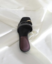 ブロックヒール 牛革サンダル