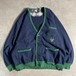 90s OLD GAP オールドギャップ スウェットカーディガン 紺緑