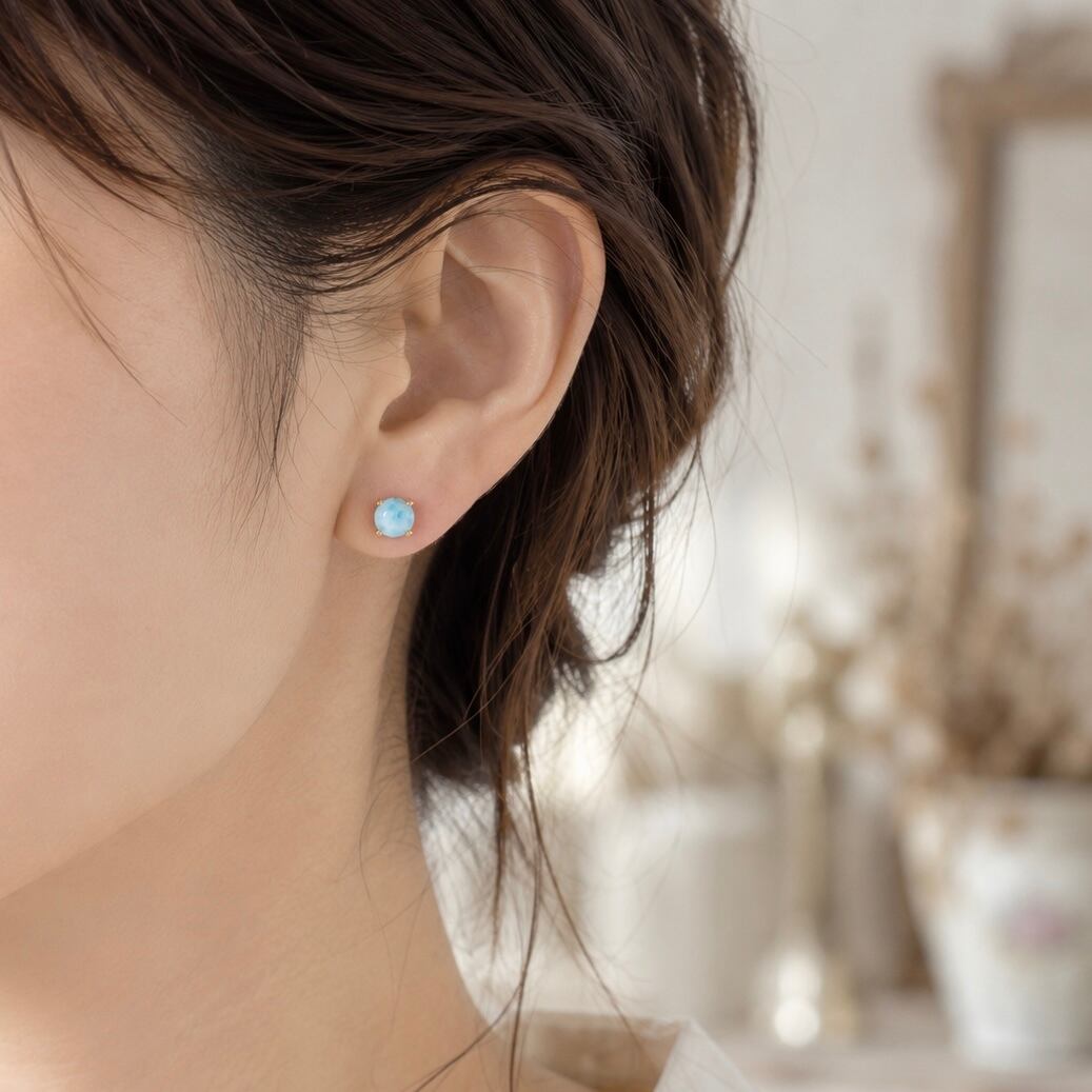 14kgf天然石ラリマーピアス】 | Anemoon handmade jewelry