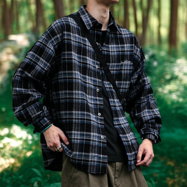 Check Pattern Oversized Shirt ‐2col‐ A0650