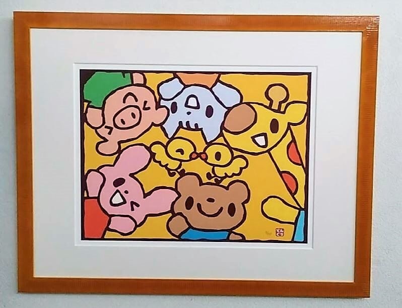 Y・ヤング「花4」油彩画 額縁外寸43.5x38.5x4.0㎝ 絵27.3x22.0