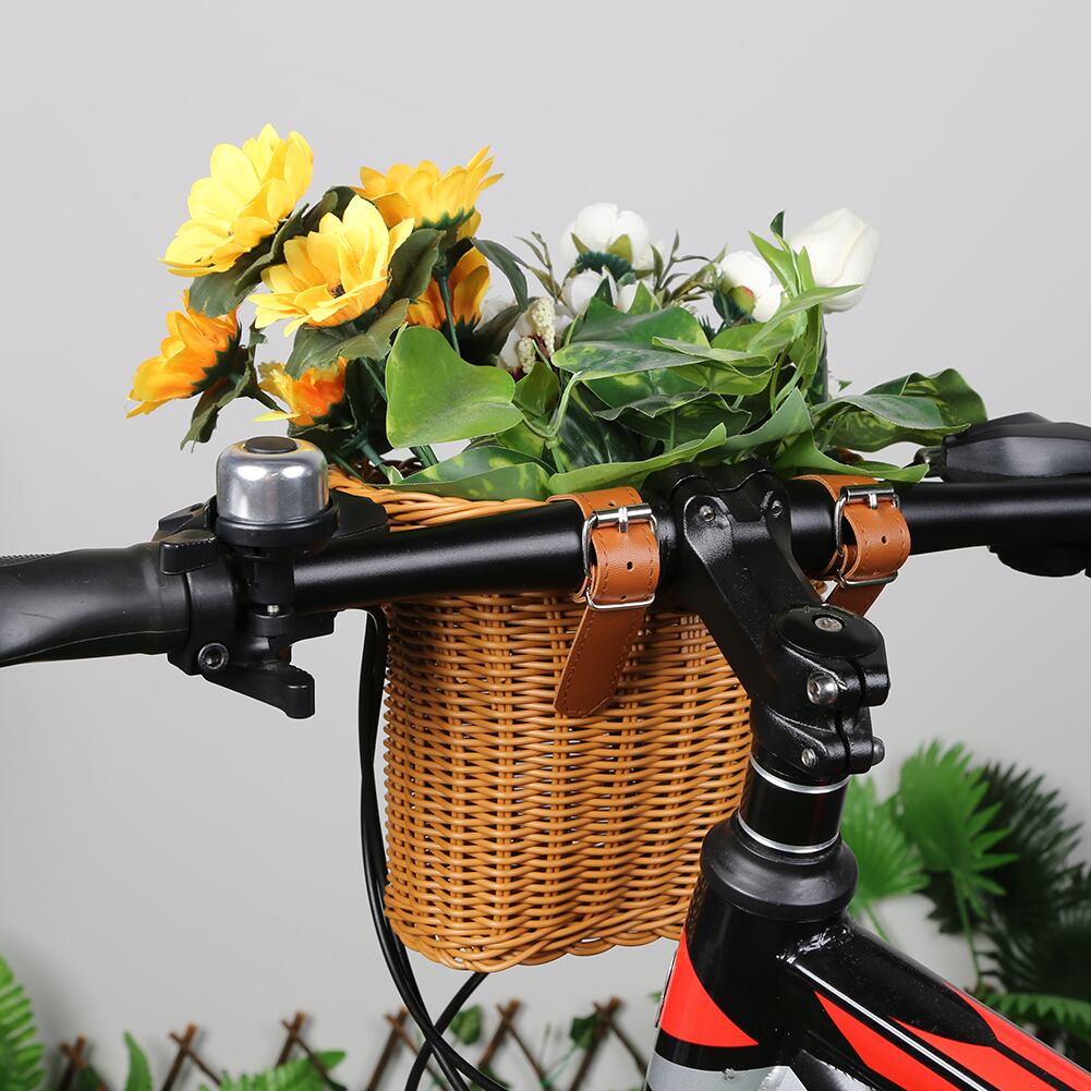 送料無料 アウトドア 自転車模造籐バスケットレトロ自転車ベル編組