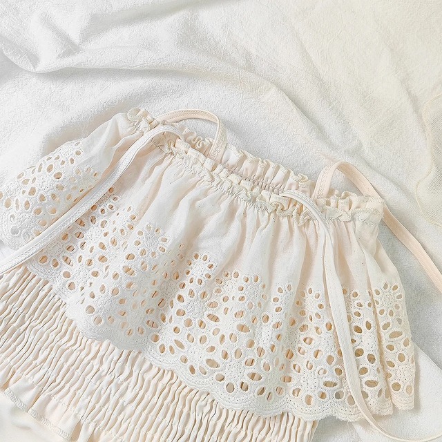 punching lace onepiece swim wear  ｜ 水着  フリル パンチングレース ワンピース 女の子