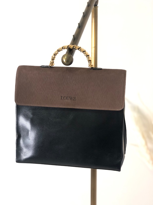 LOEWE ロエベ ベラスケス レザー メタルハンドル ハンドバッグ ブラック vintage ヴィンテージ オールド zpvhzp