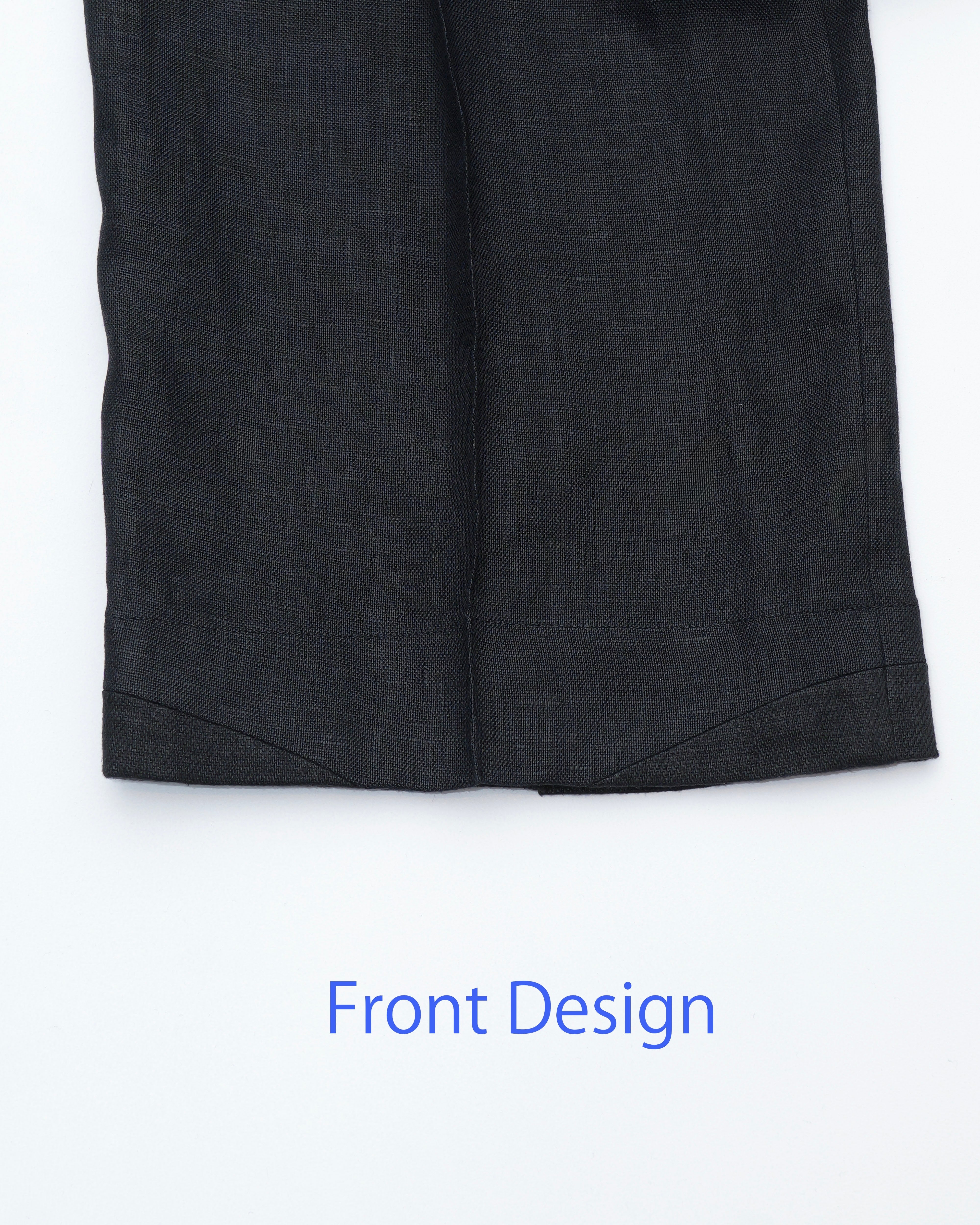i'm here - Linen Wide Pants ：Black｜3種リネン切替／ワイド／“だ