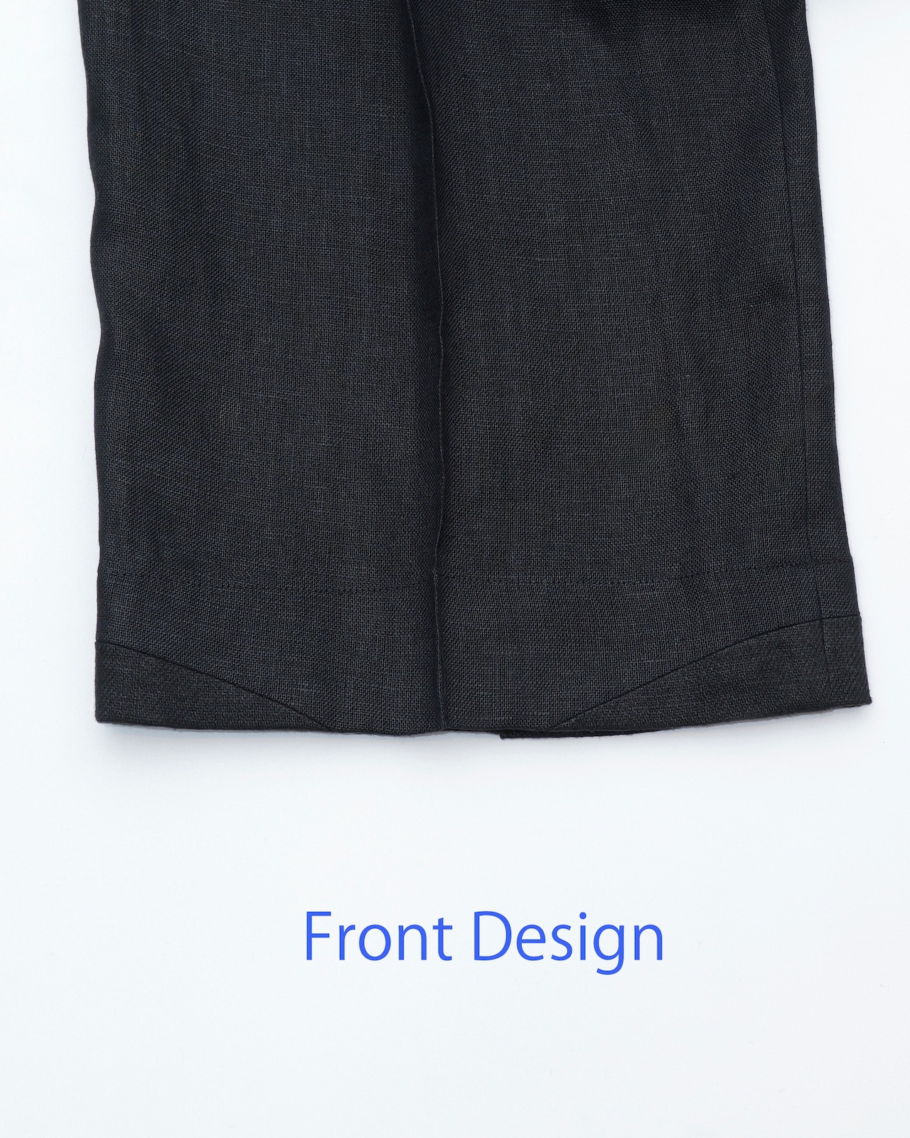 i’m here - Linen Wide Pants :Black|3種リネン切替/ワイド/“だまし絵”前立て